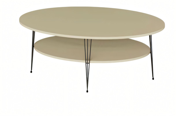 Moderner Beigefarbener Couchtisch aus Holz mit Edelstahl