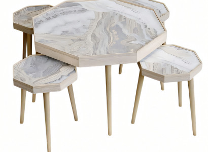 Beige Holz Couchtisch und Beistelltische im modernen Stil