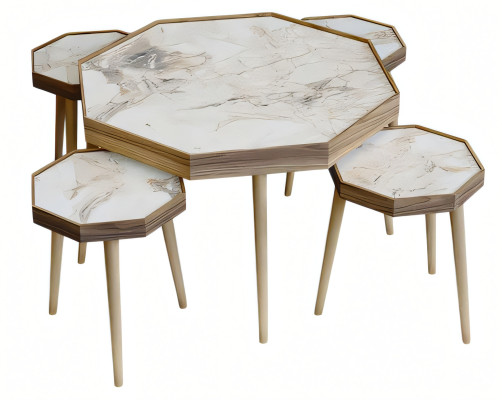 Eleganter Beistelltisch aus Holz in Beige im modernen Stil