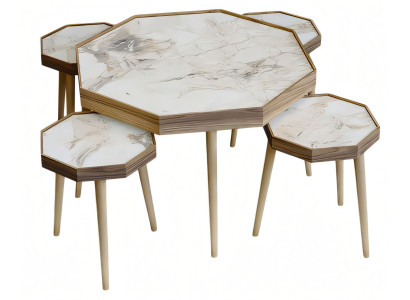 Eleganter Beistelltisch aus Holz in Beige im modernen Stil