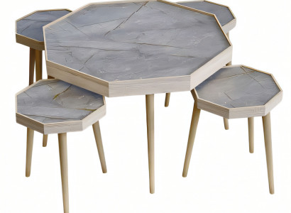 Grauer Holz Couchtisch mit Beistelltischen modern und elegant