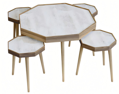 Eleganter Beistelltisch aus Holz in Beige für modernes Wohnzimmer