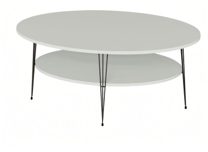 Moderner weißer Couchtisch aus Holz mit Edelstahlrahmen