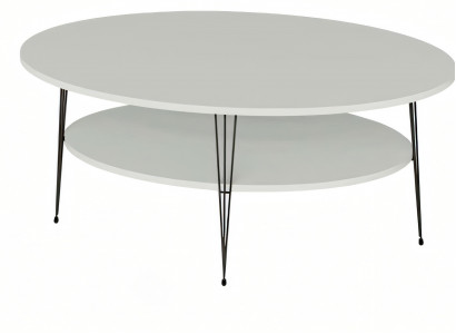 Moderner weißer Couchtisch aus Holz mit Edelstahlrahmen