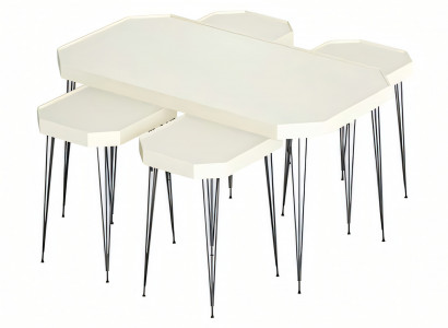 Weiße Holz Couchtisch mit Beistelltischen im modernen Stil