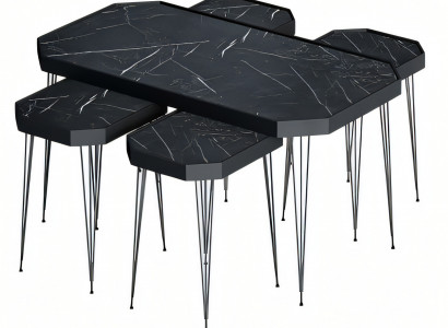 Schwarzer Holztisch-Set mit modernem Design und eleganter Optik