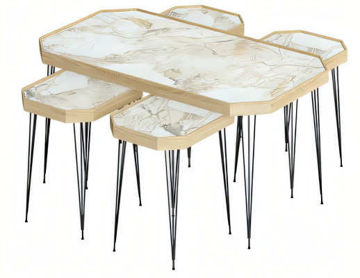 Couchtisch aus Holz in Beige modern eleganter Wohnstil