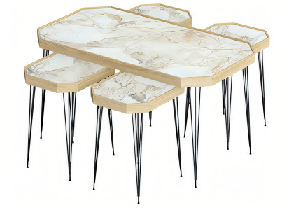 Couchtisch aus Holz in Beige modern eleganter Wohnstil