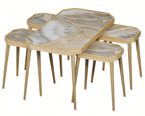 Eleganter Beistelltisch aus Holz in Beige für modernes Wohnambiente