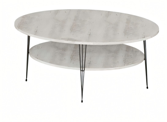 Moderner grauer Couchtisch aus Holz mit Edelstahlrahmen