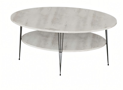 Moderner grauer Couchtisch aus Holz mit Edelstahlrahmen