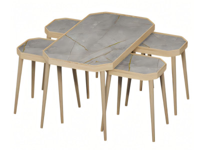 Grauer Holz Couchtisch mit Beistelltischen modernes Design