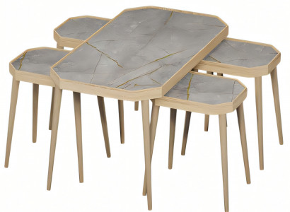 Grauer Holz Couchtisch mit Beistelltischen modernes Design