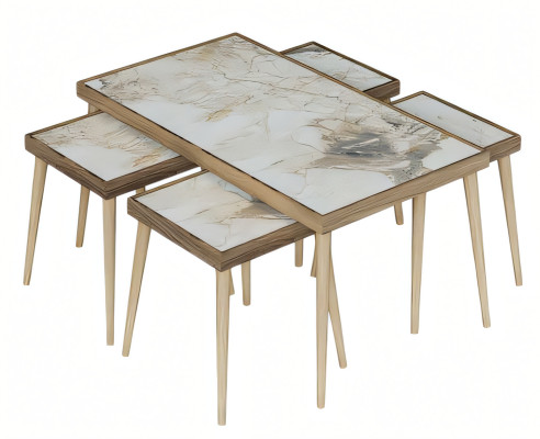 Eleganter Beistelltisch aus Holz in Beige für modernes Wohnambiente