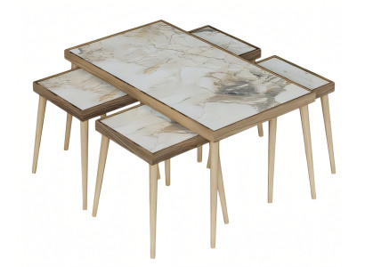 Eleganter Beistelltisch aus Holz in Beige für modernes Wohnambiente