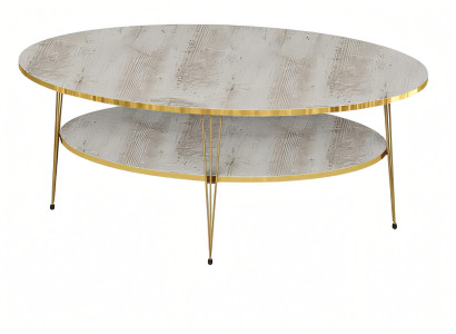 Moderner grauer Couchtisch aus Holz mit Edelstahl