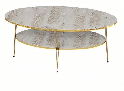 Moderner grauer Couchtisch aus Holz mit Edelstahl