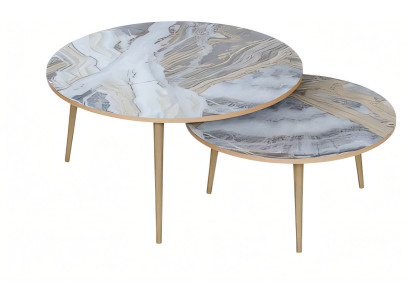 2er Set Beistelltische aus Holz in Mehrfarbig modern