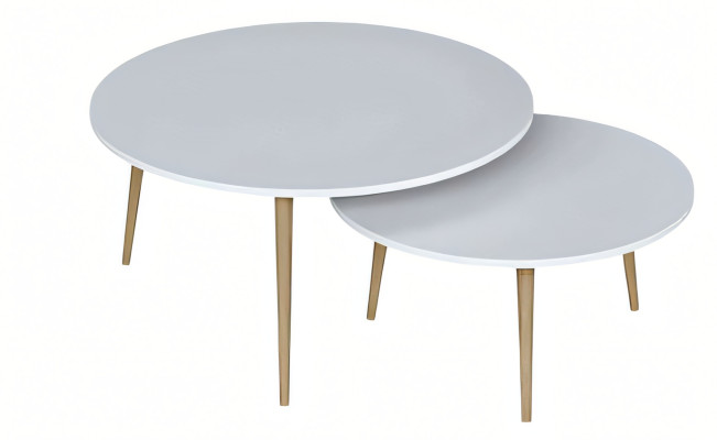 Weiße Holz Beistelltische modern, eleganter Stil