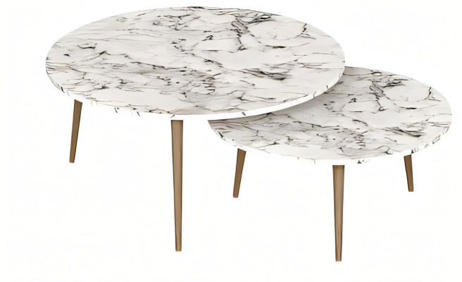 Beistelltische Holz Weiß Modern Elegant Set