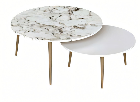 Elegante weiße Holz Beistelltische im modernen minimalistischen Stil