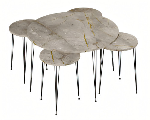 Moderner grauer Holz-Couchtisch mit Beistelltischen