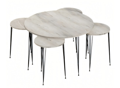 Moderner grauer Holz-Couchtisch mit Beistelltischen Set