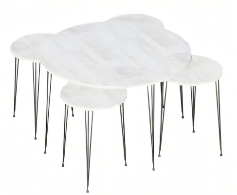 Eleganter weißer Holztisch mit Beistelltischen im modernen Stil