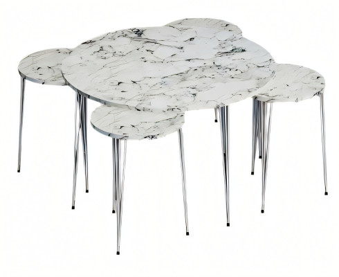 Eleganter weißer Holz-Couchtisch mit Beistelltischen im