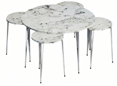 Eleganter weißer Holz-Couchtisch mit Beistelltischen im