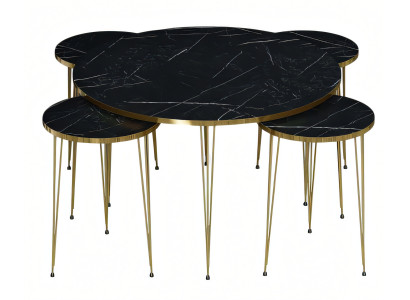 Schwarzer Holz-Couchtisch mit Beistelltischen im modernen Stil