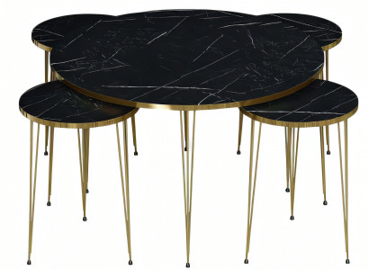 Schwarzer Holz-Couchtisch mit Beistelltischen im modernen Stil