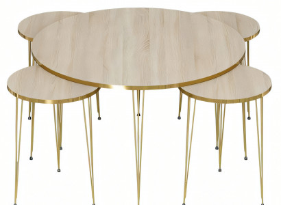 Eleganter schwarzer Holz-Couchtisch mit Beistelltischen im modernen