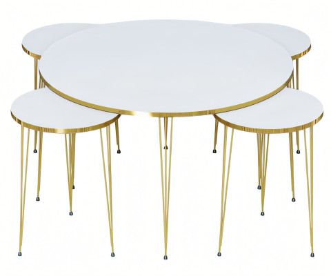 Eleganter weißer Holz-Couchtisch mit Beistelltischen im modernen Stil