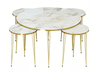 Eleganter weißer Holztisch mit Beistelltischen im modernen Design