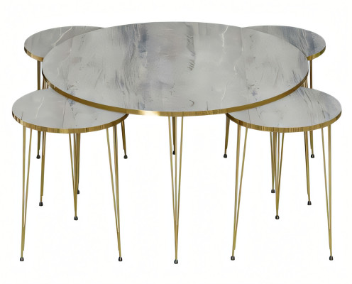 Moderner grauer Holz-Couchtisch mit Beistelltischen