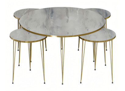 Moderner grauer Holz-Couchtisch mit Beistelltischen