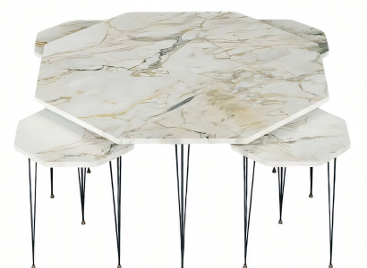 Mehrfarbiger Holz-Couchtisch mit Beistelltischen im modernen Stil