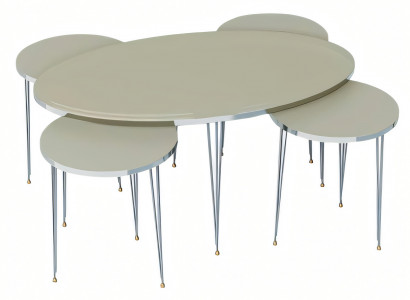 Beistelltische Holzbeige modern elegant Set aus 4 Stück