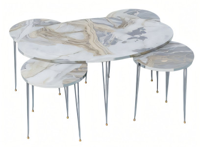 Moderner Holz-Couchtisch mit Beistelltischen in Mehrfarbdesign