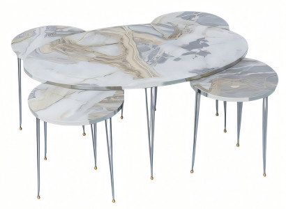 Moderner Holz-Couchtisch mit Beistelltischen in Mehrfarbdesign