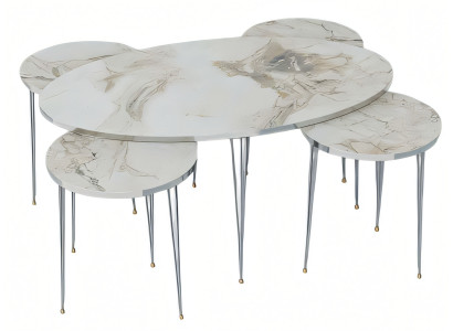 Mehrfarbiger Holz-Couchtisch mit Beistelltischen im modernen Design