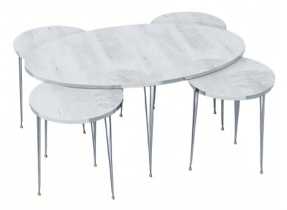 Eleganter weißer Holztisch mit Beistelltischen im modernen Design