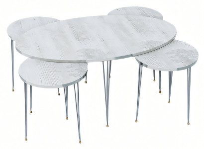 Eleganter weißer Holztisch mit Beistelltischen im modernen Design