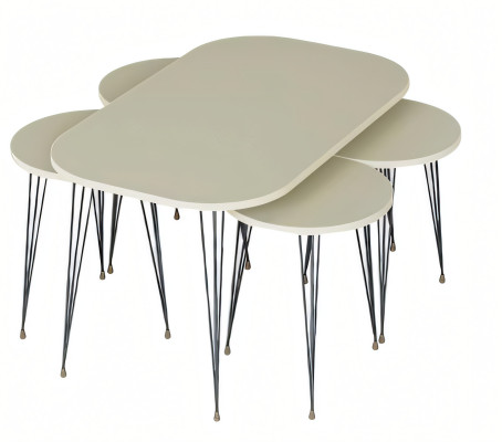 Eleganter Beistelltisch-Set aus Holz in Beige für modernes Wohnen