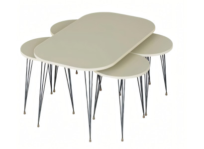 Eleganter Beistelltisch-Set aus Holz in Beige für modernes Wohnen