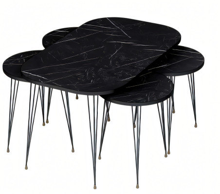 Schwarzer Holz-Couchtisch mit Beistelltischen modern und stilvoll