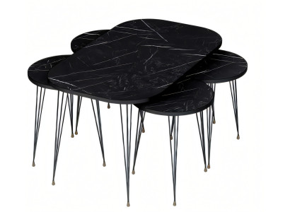 Schwarzer Holz-Couchtisch mit Beistelltischen modern und stilvoll