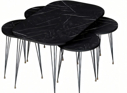 Schwarzer Holz-Couchtisch mit Beistelltischen modern und stilvoll