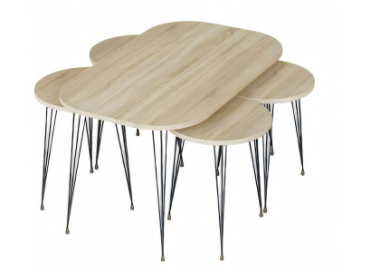 Moderner Holz-Couchtisch mit Beistelltischen in Braun